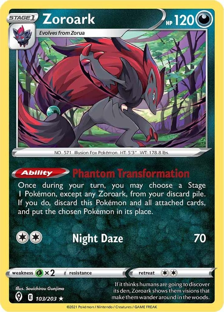 Zoroark - 103/203 Holo Rare SWSH07: Evolving Skies