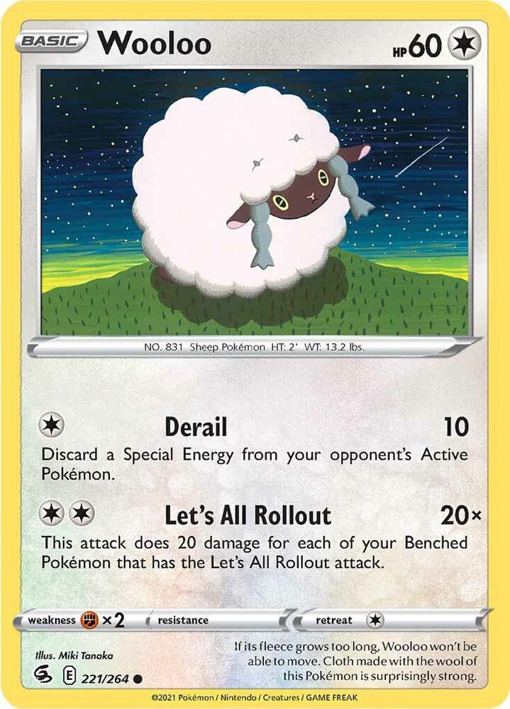 Wooloo (221) 221/264 Common Fusion Strike Pokémon card