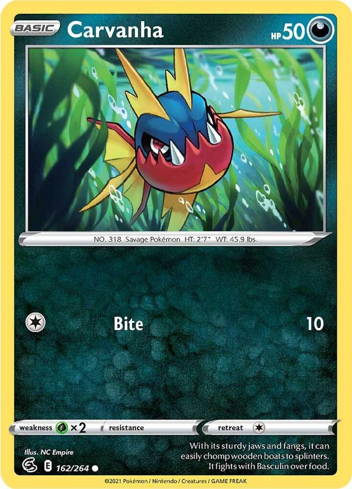Carvanha 162/264 Common Fusion Strike Pokémon card