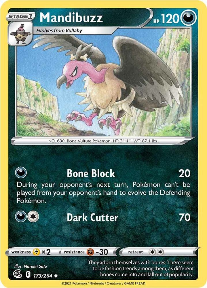 Mandibuzz 173/264 Uncommon Fusion Strike Pokémon card