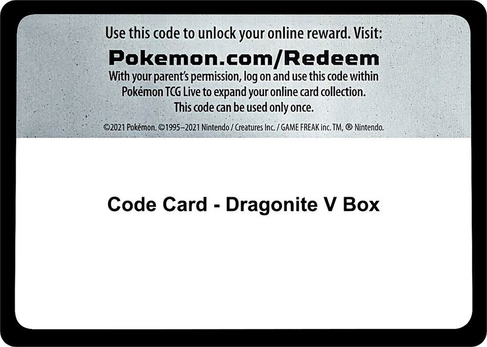 Code Card - Dragonite V Box - Code Card SWSH08: Fusion Strike