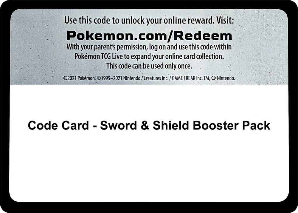 Code Card - Sword & Shield Booster Pack Code Card Sword & Shield Base Set Pokémon card