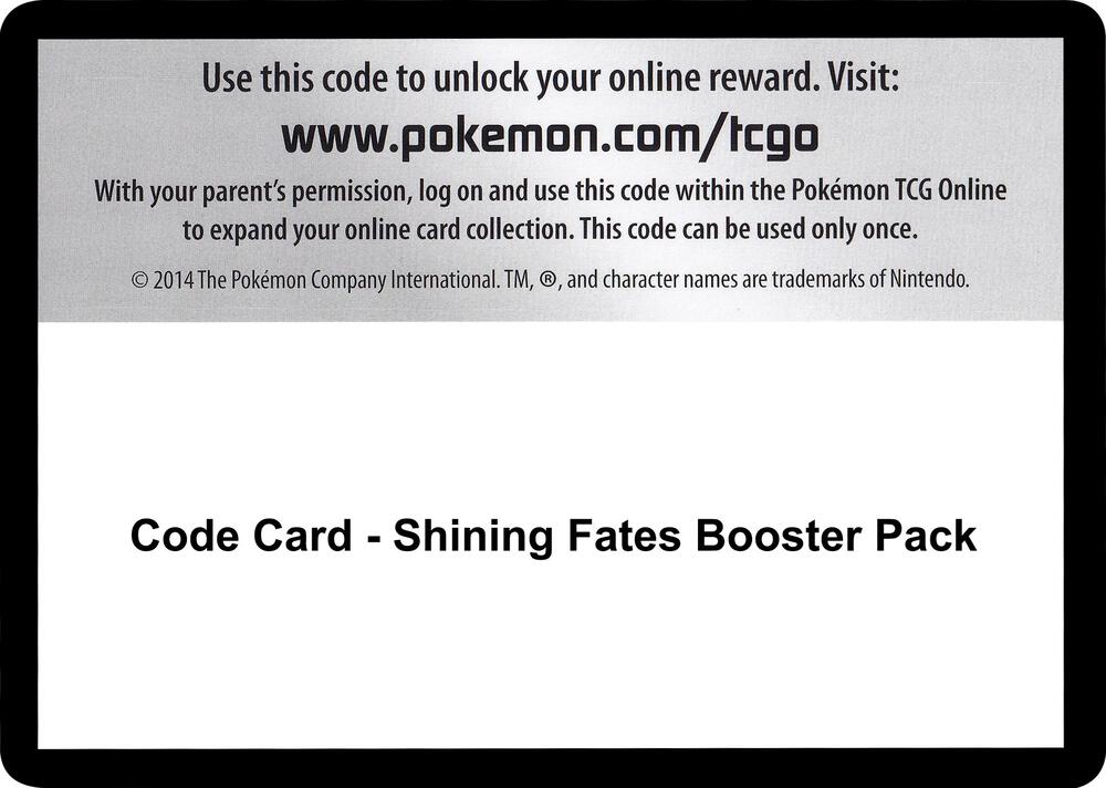Code Card - Shining Fates Booster Pack - Code Card Shining Fates