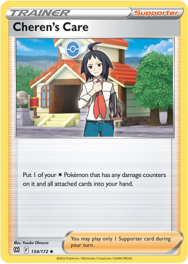 Cheren's Care 134/172 Uncommon Brilliant Stars Pokémon card