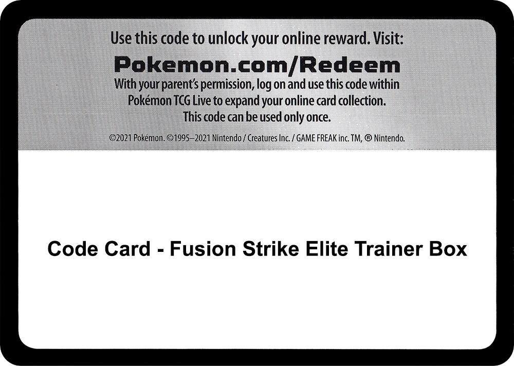 Code Card - Fusion Strike Elite Trainer Box - Code Card SWSH08: Fusion Strike