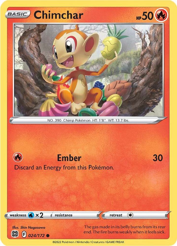 Chimchar 024/172 Common Brilliant Stars Pokémon card