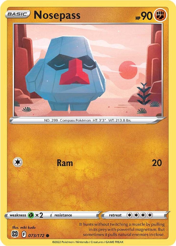 Nosepass 073/172 Common Brilliant Stars Pokémon card