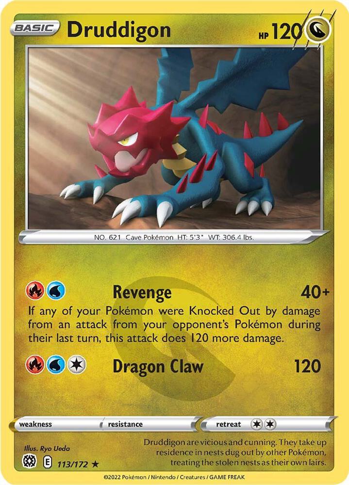 Druddigon 113/172 Rare Brilliant Stars Pokémon card
