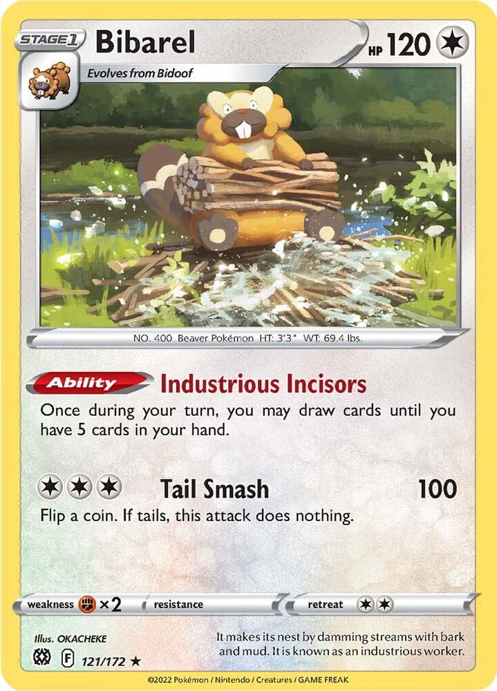 Bibarel 121/172 Holo Rare Brilliant Stars Pokémon card