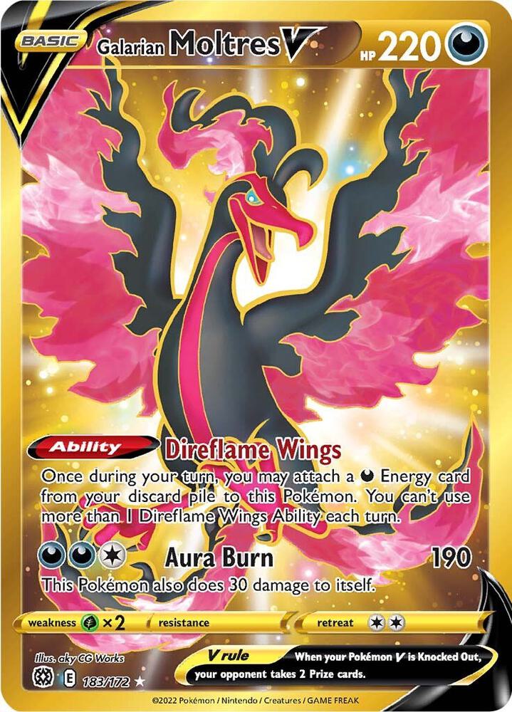 Galarian Moltres V (Secret) - 183/172 Secret Rare SWSH09: Brilliant Stars