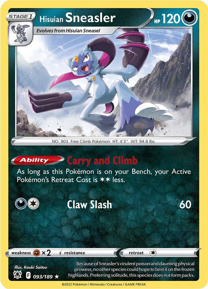 Hisuian Sneasler 093/189 Holo Rare Astral Radiance Pokémon card