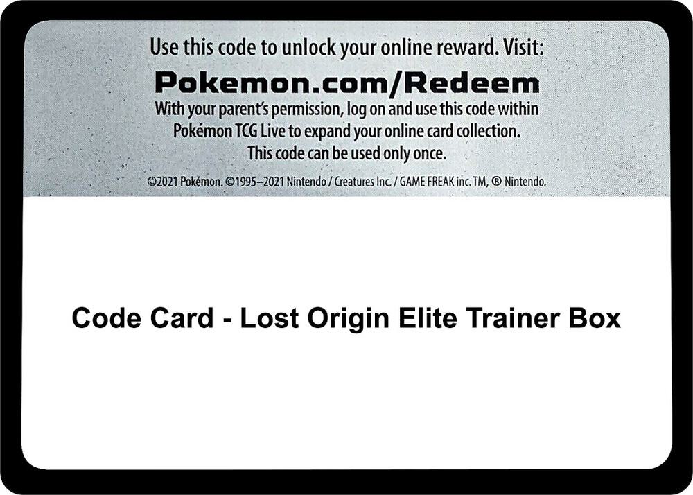 Code Card - Lost Origin Elite Trainer Box - Code Card SWSH11: Lost Origin