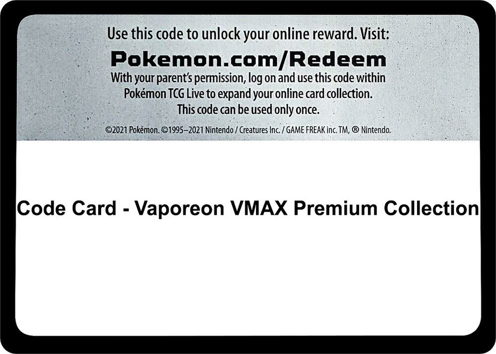 Code Card - Vaporeon VMAX Premium Collection Code Card Miscellaneous Cards & Products Pokémon card