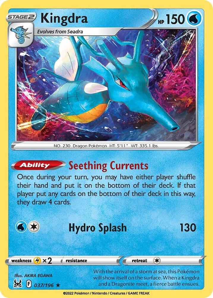 Kingdra 037/196 Holo Rare Lost Origin Pokémon card