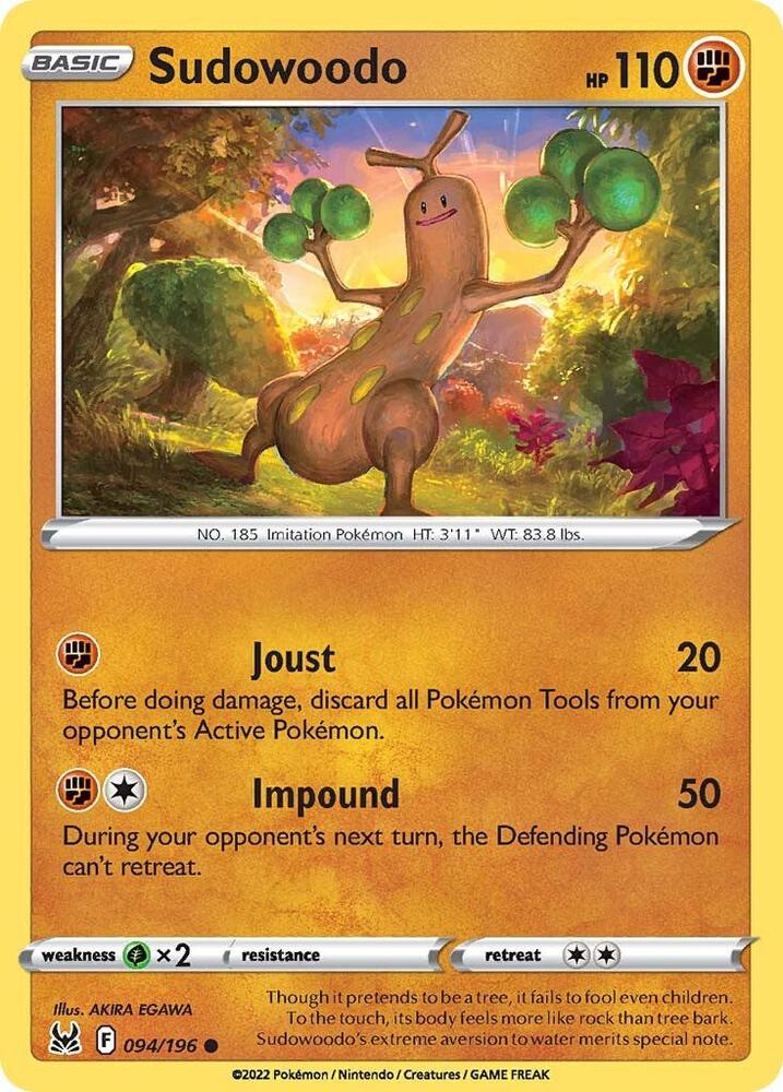 Sudowoodo 094/196 Common Lost Origin Pokémon card