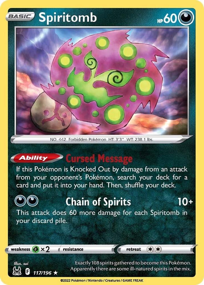 Spiritomb 117/196 Rare Lost Origin Pokémon card