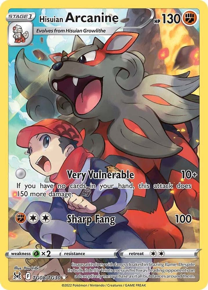 Hisuian Arcanine TG08/TG30 Ultra Rare Lost Origin Trainer Gallery Pokémon card