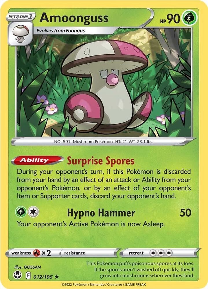 Amoonguss 012/195 Rare Silver Tempest Pokémon card