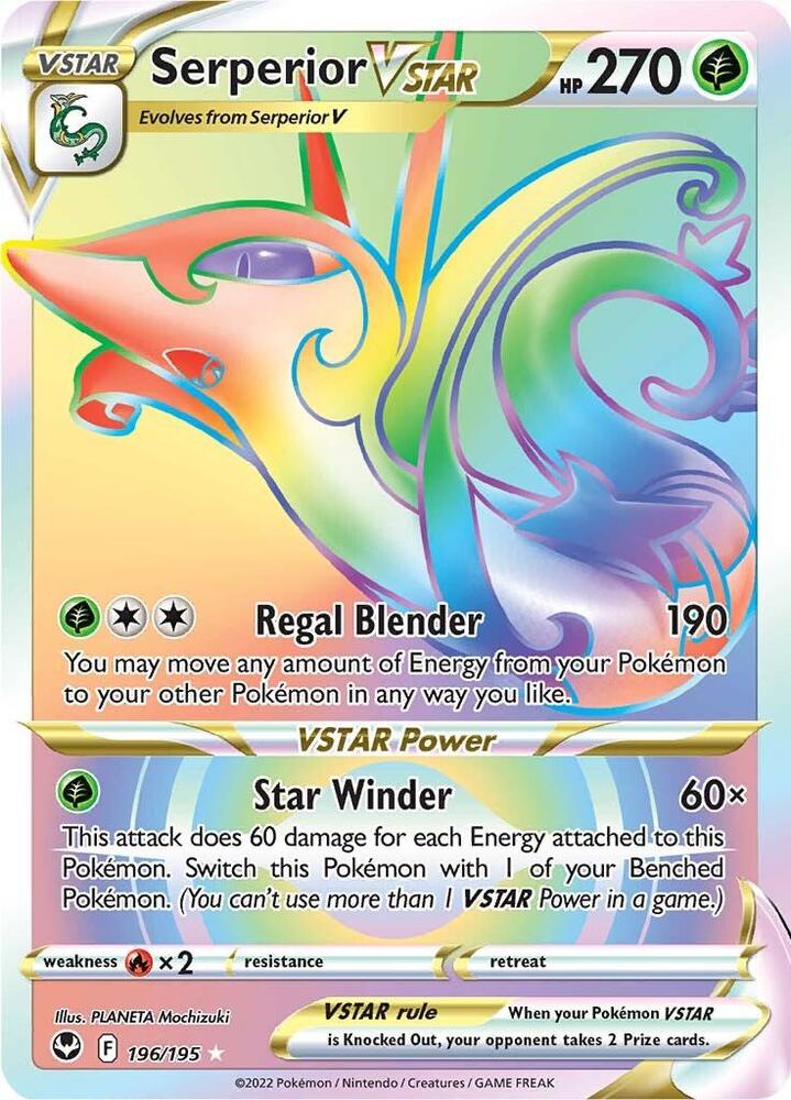 Serperior VSTAR (Secret) - 196/195 Secret Rare SWSH12: Silver Tempest