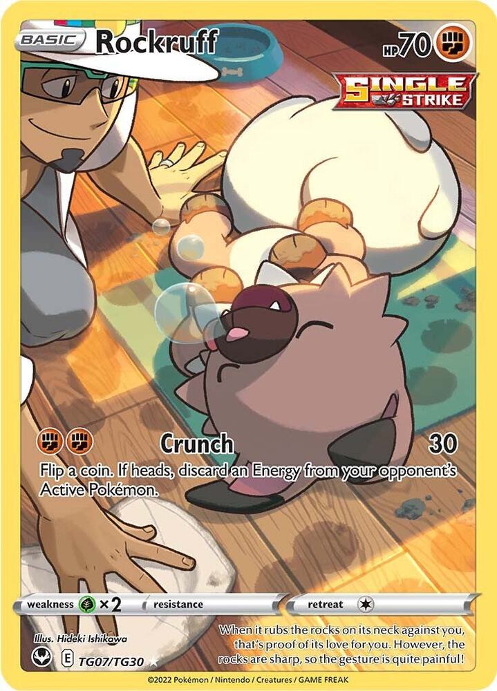 Rockruff TG07/TG30 Ultra Rare Silver Tempest Trainer Gallery Pokémon card