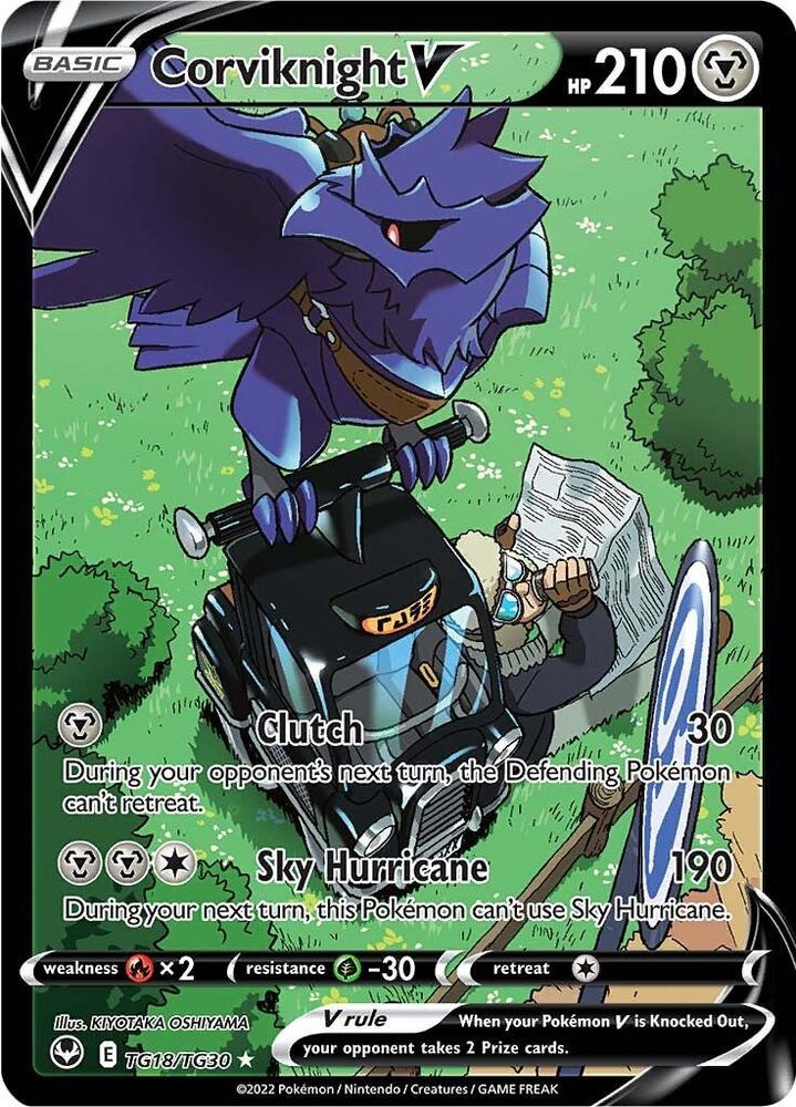 Corviknight V TG18/TG30 Ultra Rare Silver Tempest Trainer Gallery Pokémon card