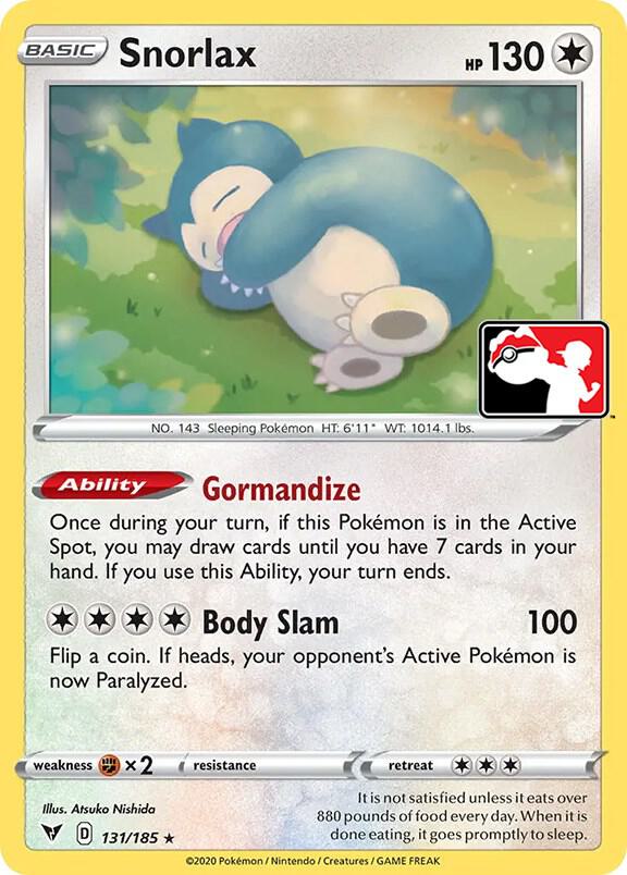 Snorlax - 131/185 131/185 Rare Prize Pack Series Cards Pokémon card