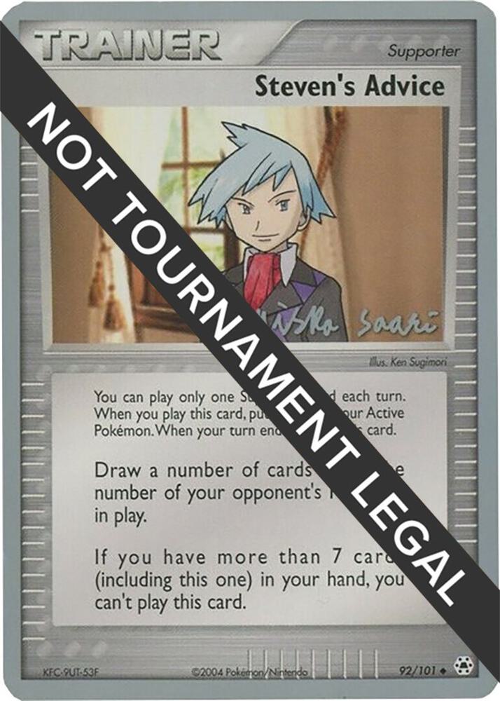 Steven's Advice - 2006 (Miska Saari) 92/101 Uncommon World Championship Decks Pokémon card