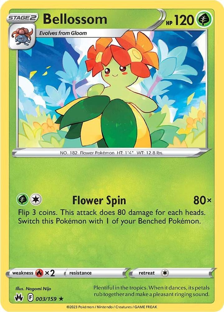 Bellossom 003/159 Rare Crown Zenith Pokémon card