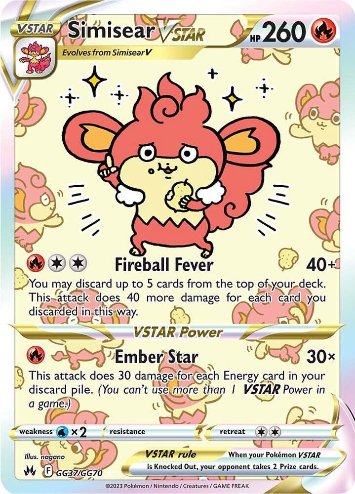 Simisear VSTAR GG37/GG70 Ultra Rare Galarian Gallery Pokémon card