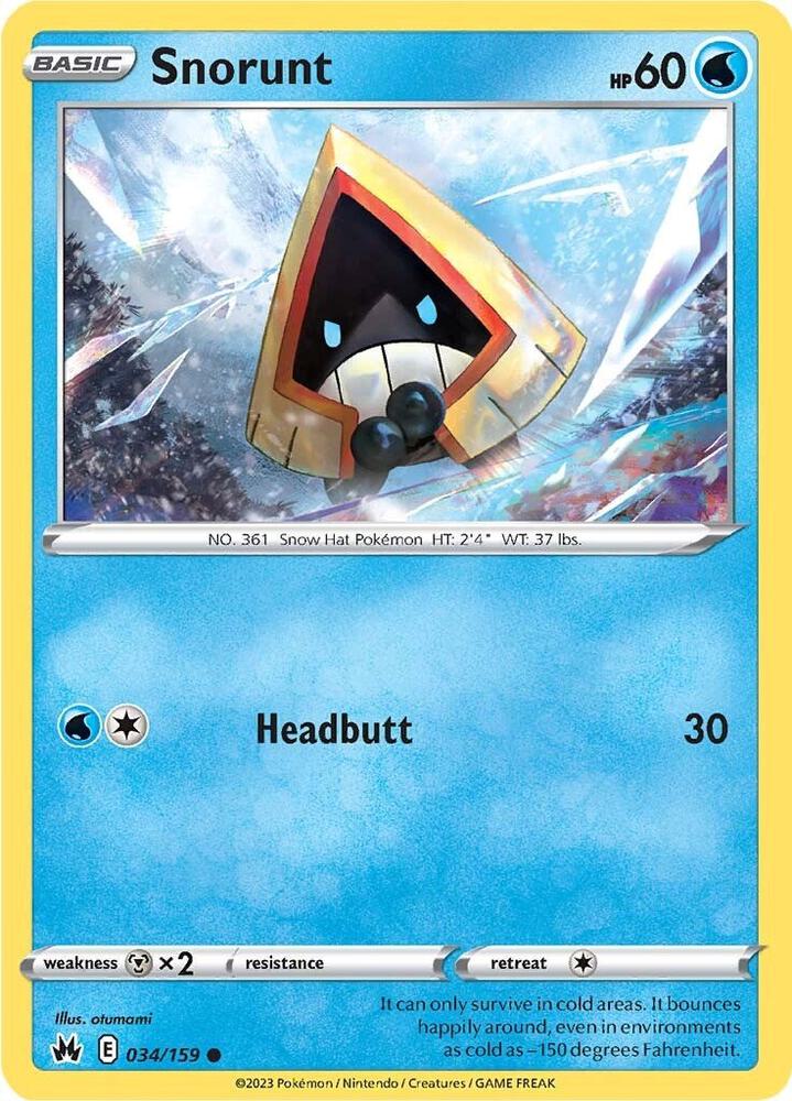 Snorunt 034/159 Common Crown Zenith Pokémon card