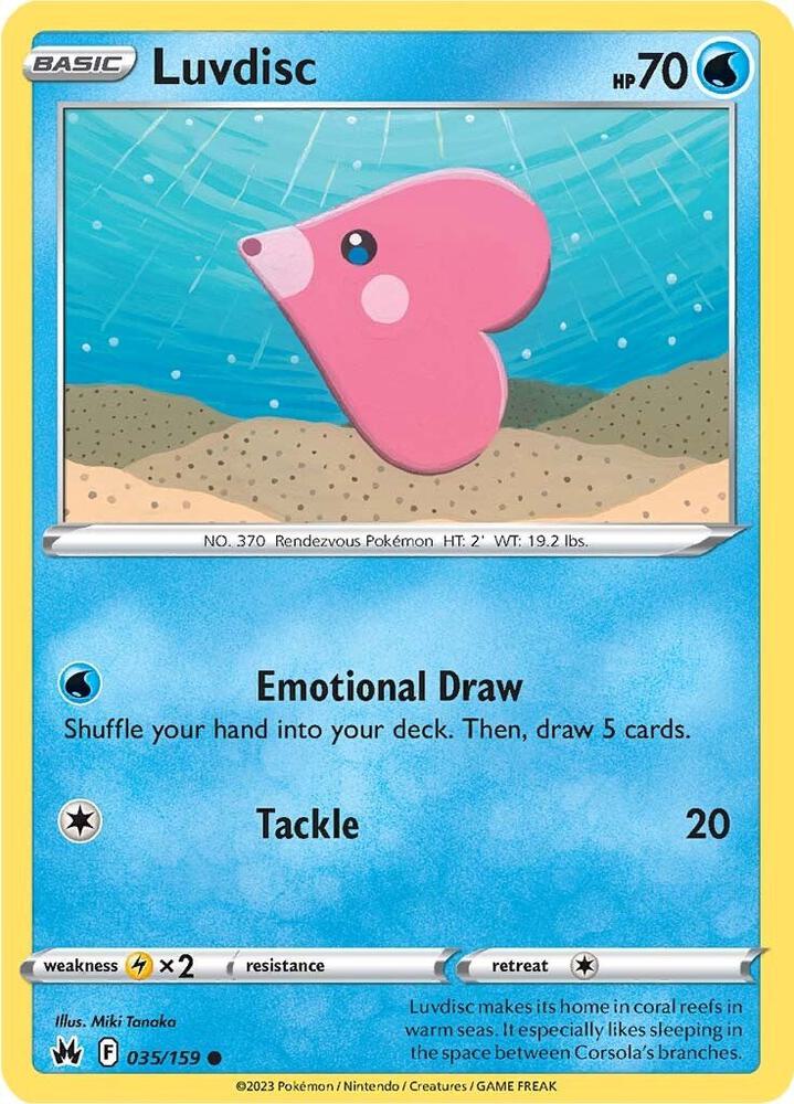Luvdisc 035/159 Common Crown Zenith Pokémon card
