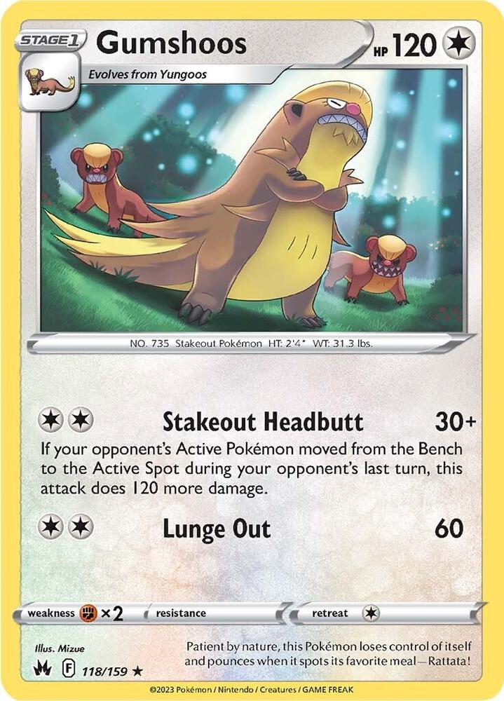 Gumshoos - 118/159 Rare Crown Zenith