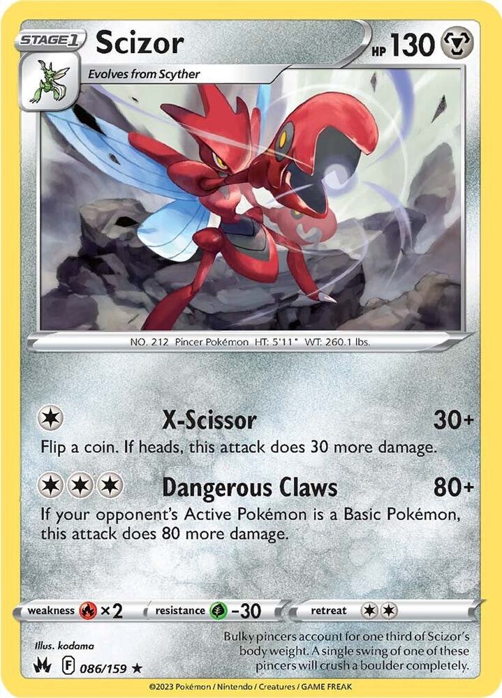 Scizor 086/159 Rare Crown Zenith Pokémon card