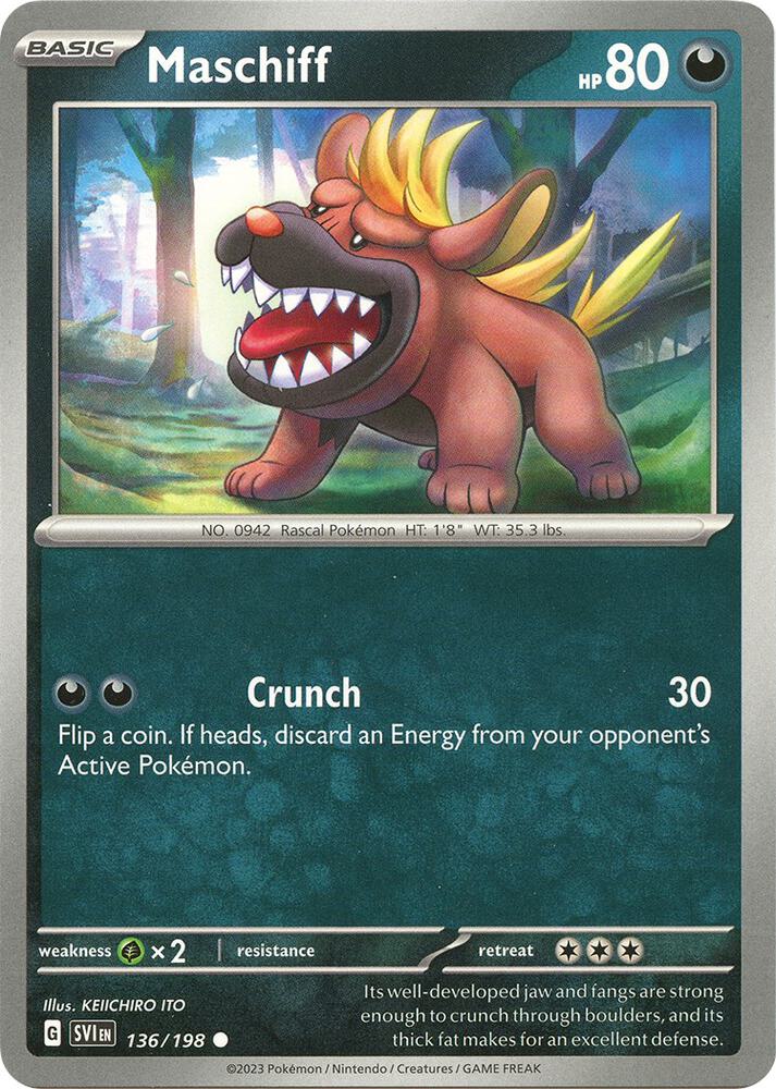 Maschiff - 136/198 136/198 Common Scarlet & Violet Base Set Pokémon card