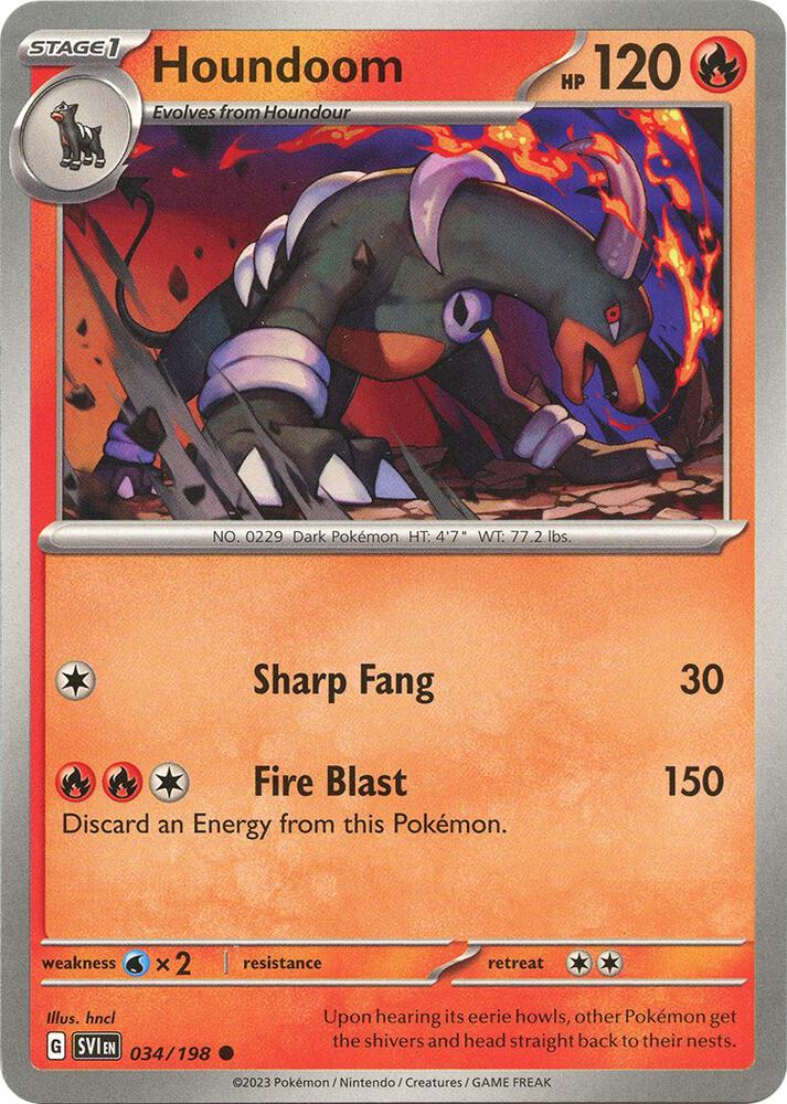 Houndoom - 034/198 Common SV01: Scarlet & Violet Base Set