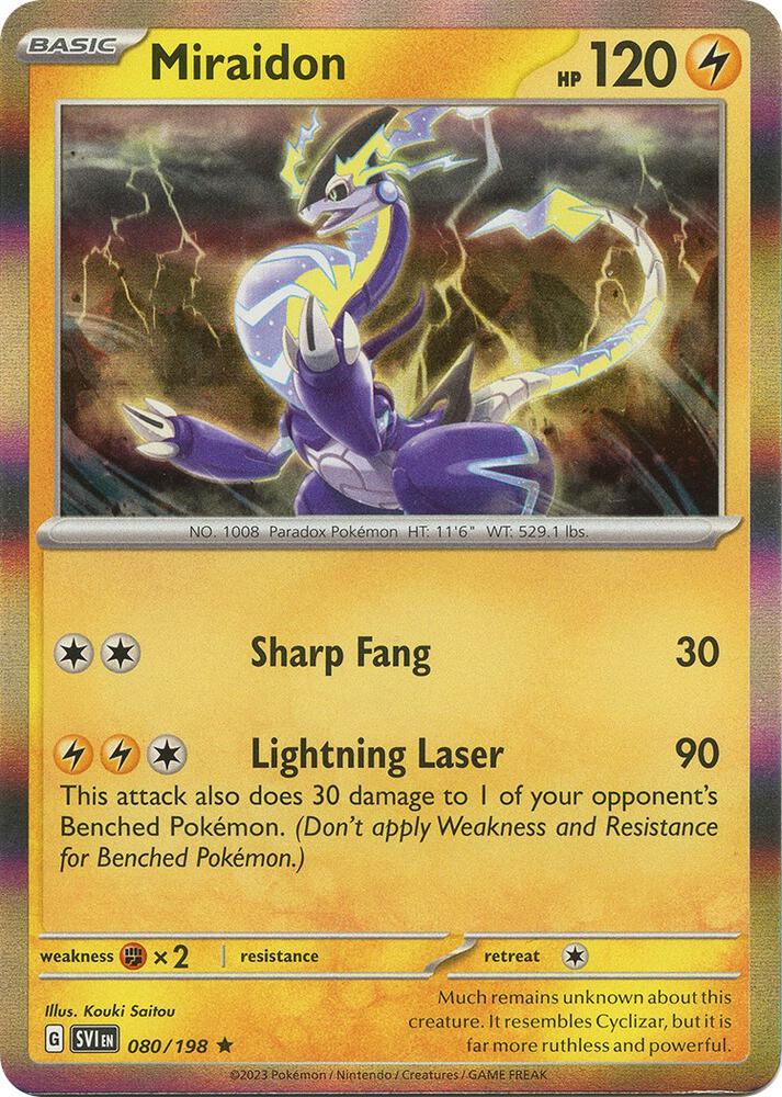 Miraidon 080/198 Rare Scarlet & Violet Base Set Pokémon card