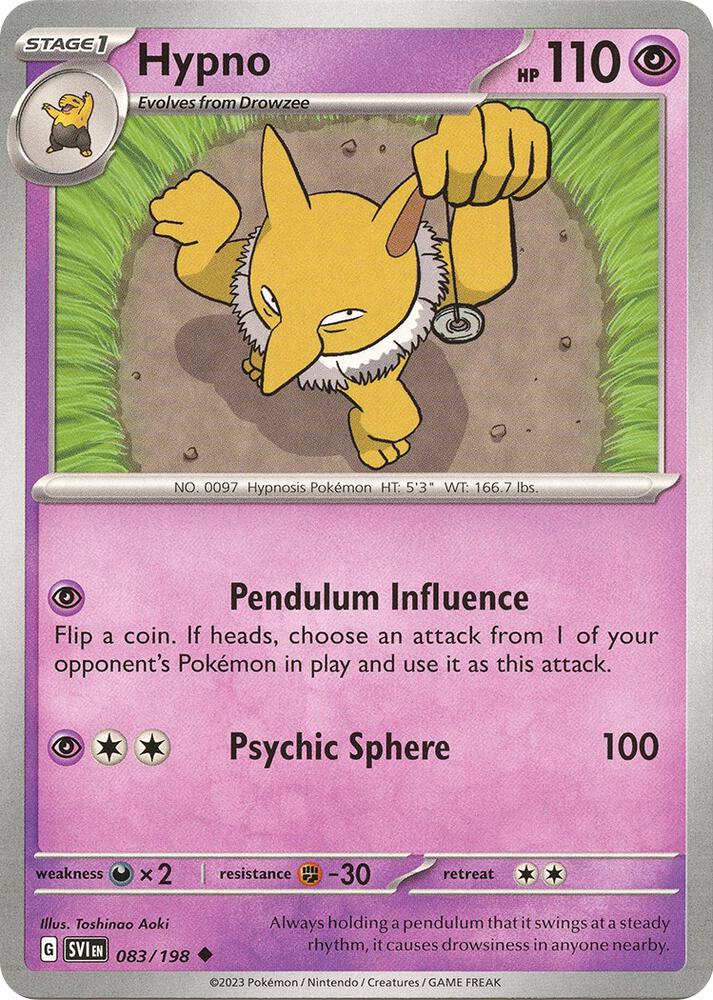 Hypno 083/198 Uncommon Scarlet & Violet Base Set Pokémon card