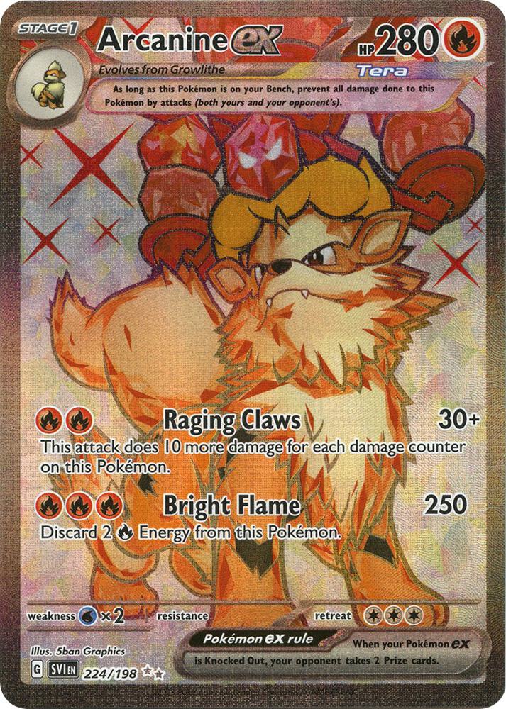 Arcanine ex - 224/198 224/198 Ultra Rare Scarlet & Violet Base Set Pokémon card