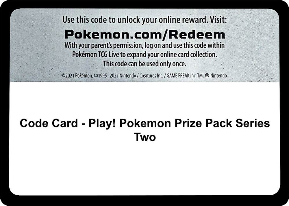Code Card - Play! Pokemon Prize Pack Series Two - Code Card Prize Pack Series Cards