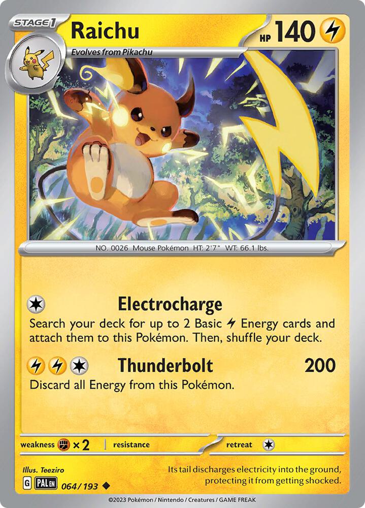 Raichu - 064/193 064/193 Uncommon Paldea Evolved Pokémon card