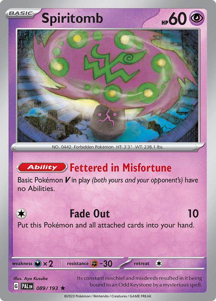 Spiritomb 089/193 Rare Paldea Evolved Pokémon card