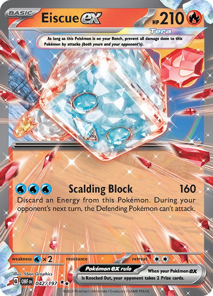 Eiscue ex 042/197 Double Rare Obsidian Flames Pokémon card