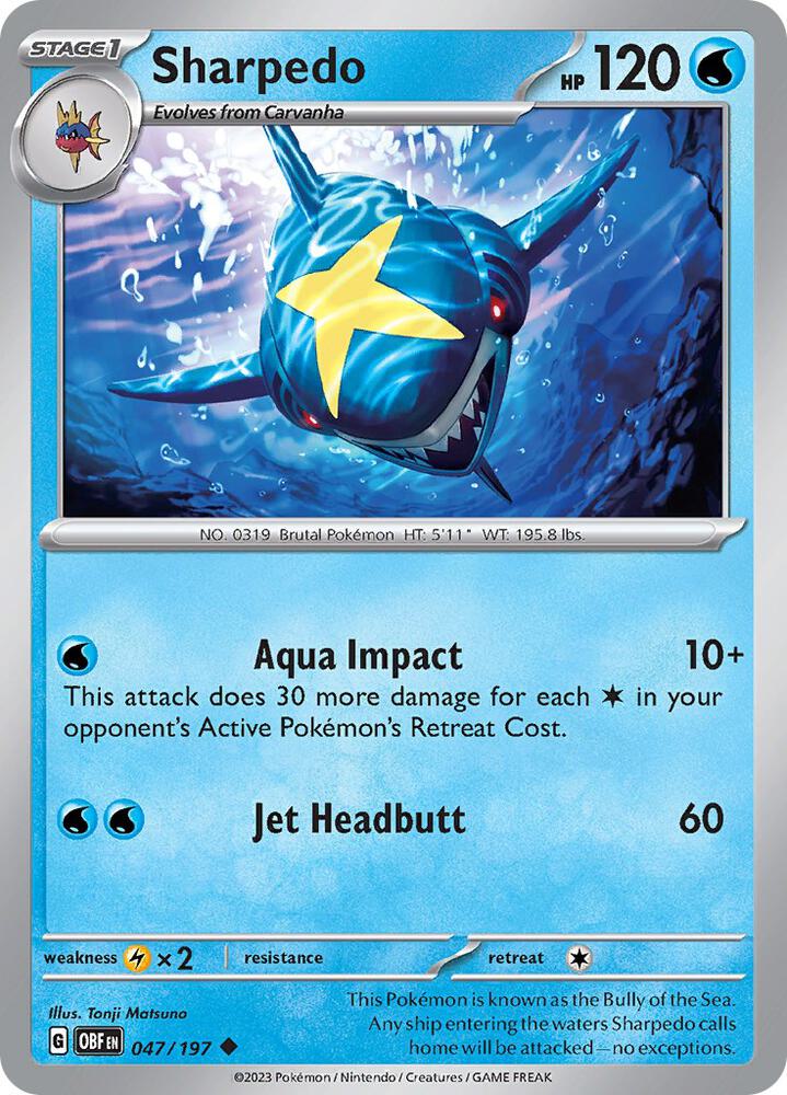 Sharpedo - 047/197 Uncommon SV03: Obsidian Flames