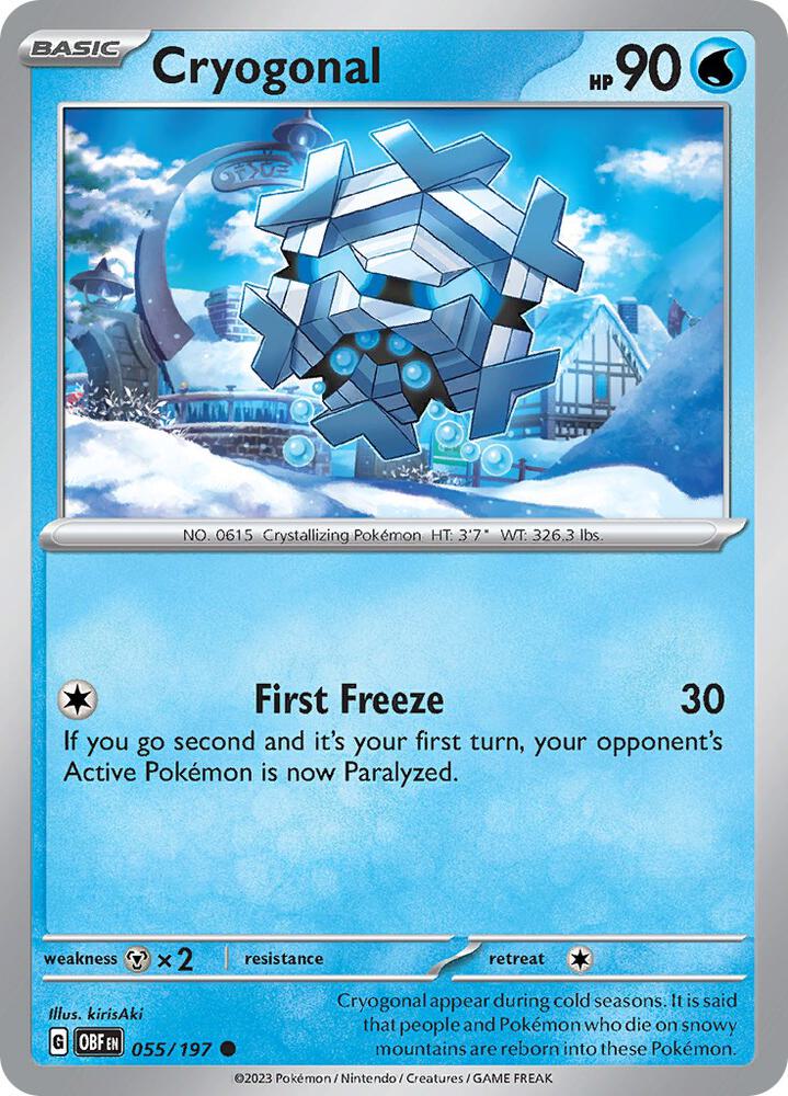 Cryogonal 055/197 Common Obsidian Flames Pokémon card