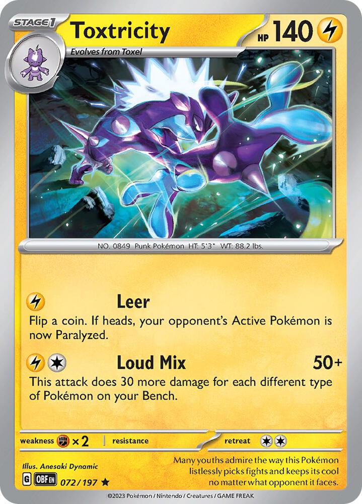 Toxtricity - 072/197 Rare SV03: Obsidian Flames