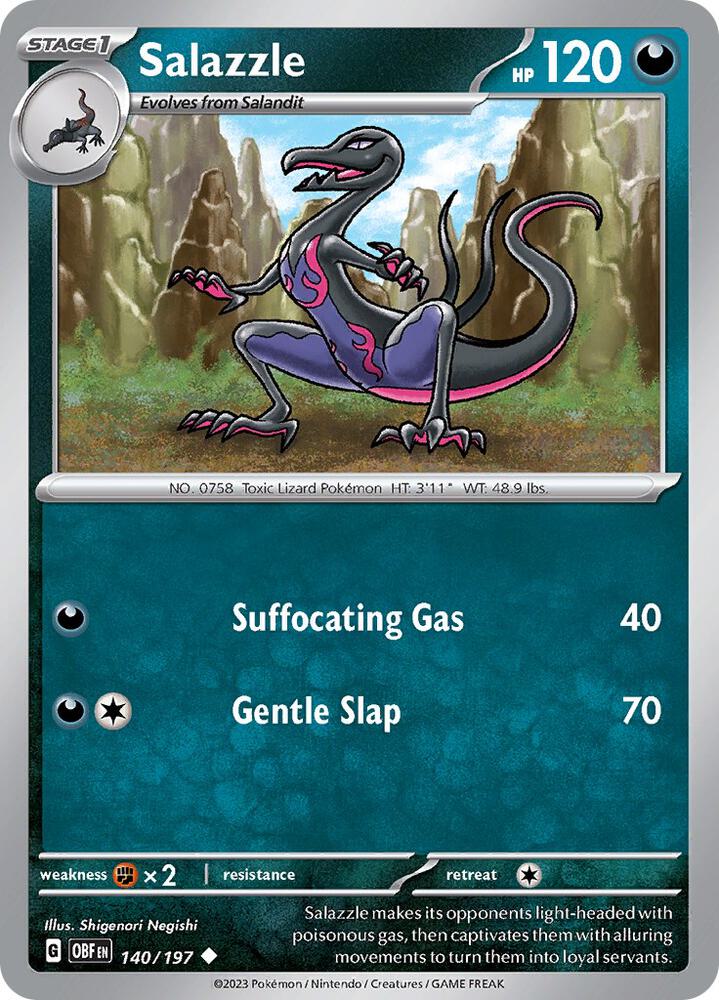 Salazzle 140/197 Uncommon Obsidian Flames Pokémon card