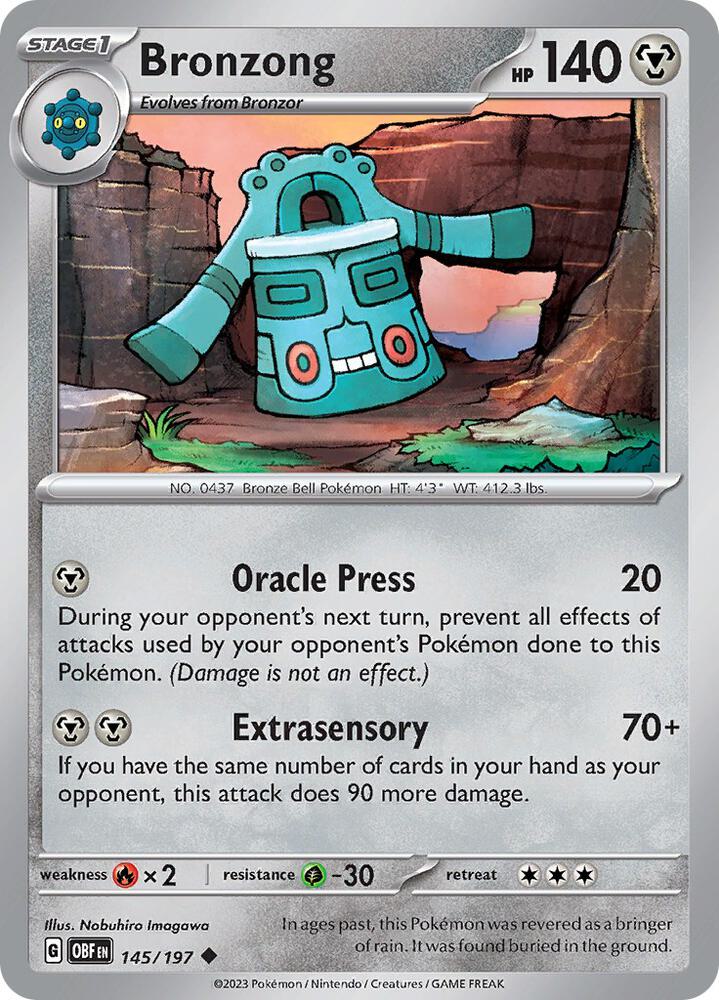 Bronzong 145/197 Uncommon Obsidian Flames Pokémon card