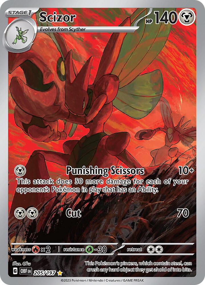 Scizor - 205/197 Illustration Rare SV03: Obsidian Flames