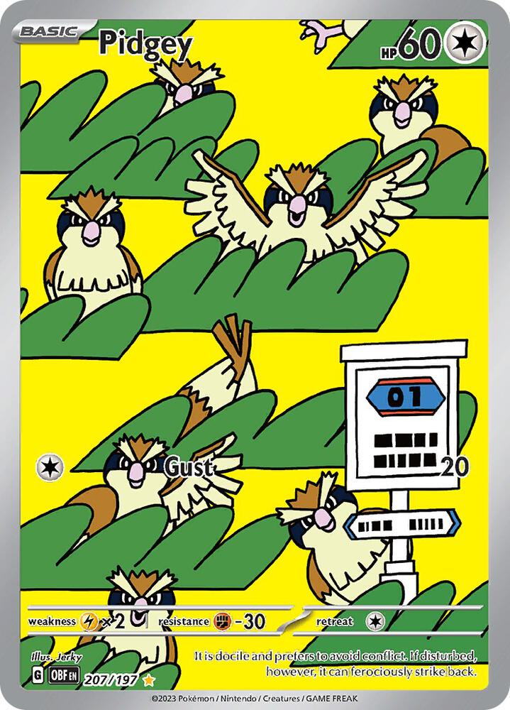 Pidgey - 207/197 Illustration Rare SV03: Obsidian Flames