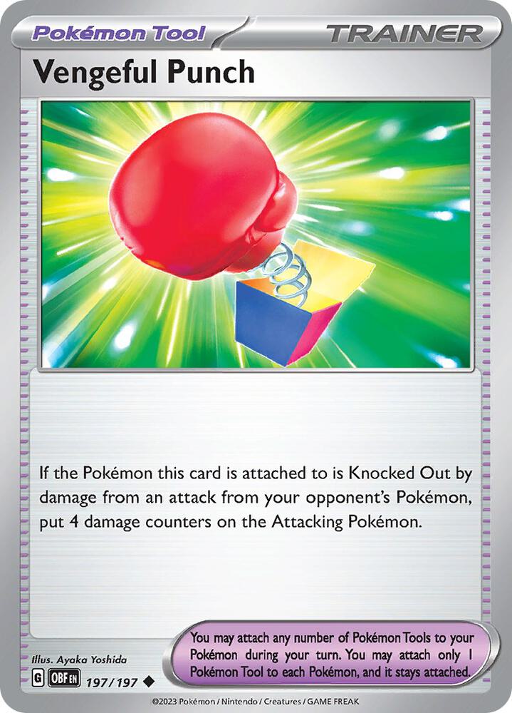 Vengeful Punch 197/197 Uncommon Obsidian Flames Pokémon card
